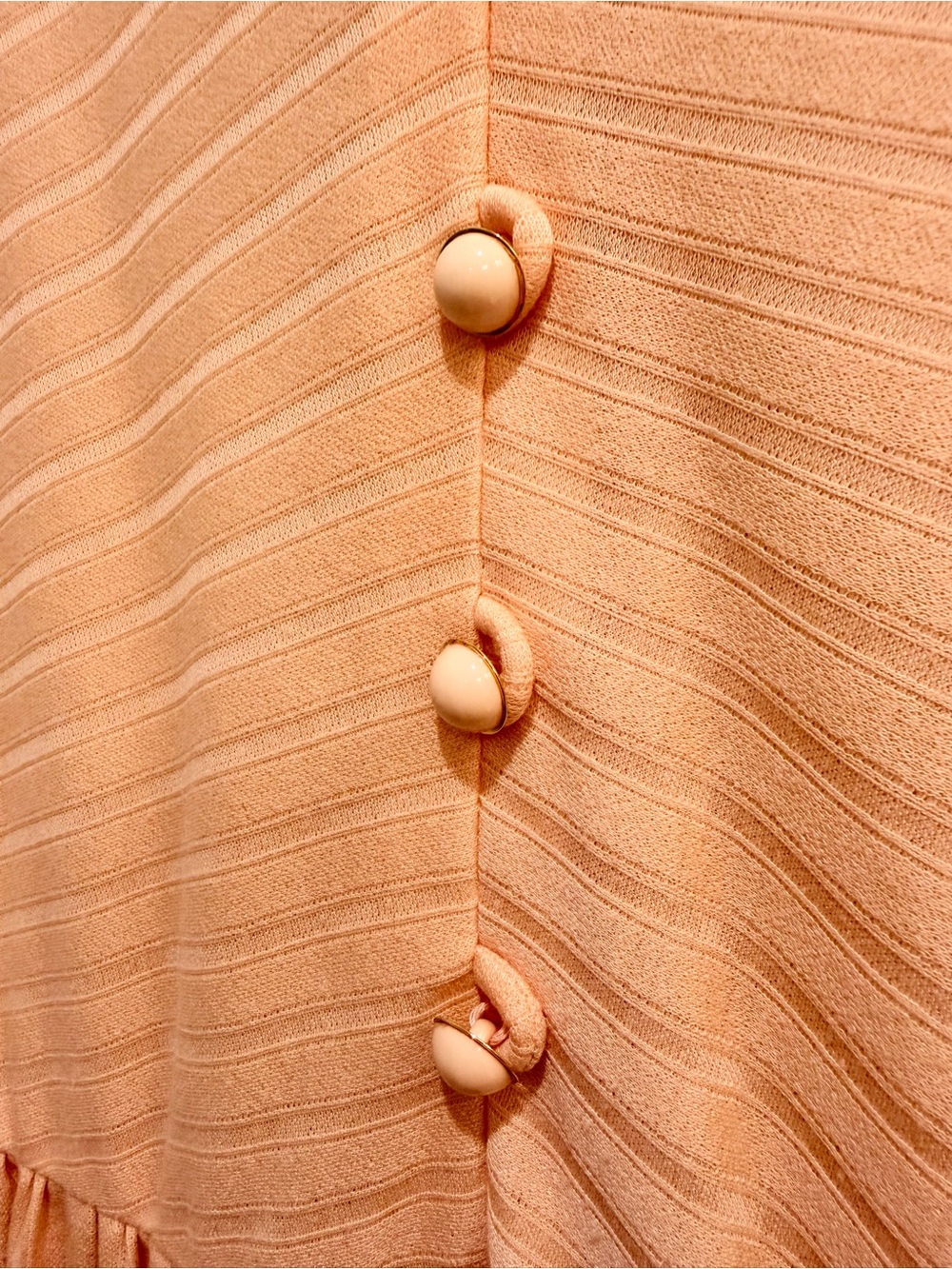 Vintage 70s Claudie Amos Peach Ribbed Knit Midi Dress USA 8 XS Made in England - Picture 4 of 12